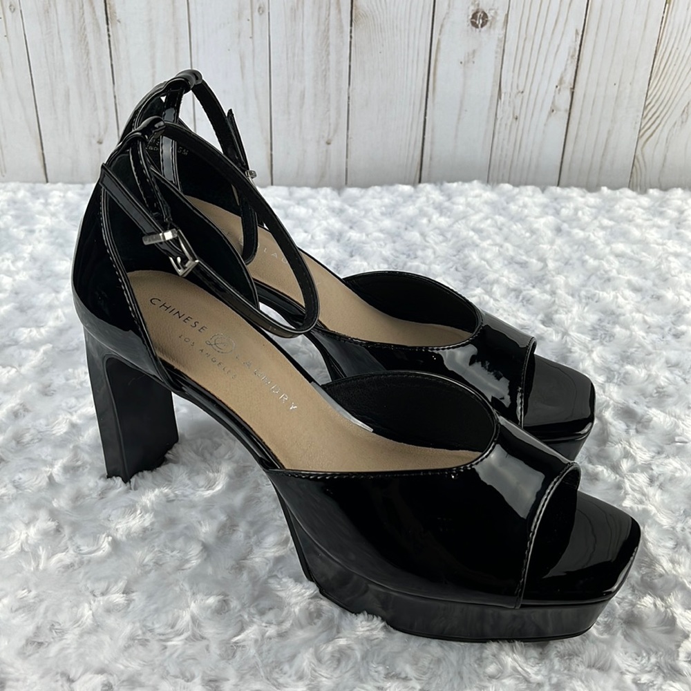 Chinese Laundry Glossy Black Platform Heels
